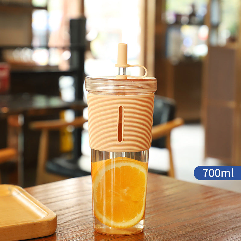 New Ins Style 700ml Large-capacity Water Cup Cup With Straw Internet Celebrity Cola Milk Tea Advertising Plastic Portable Gift Cup