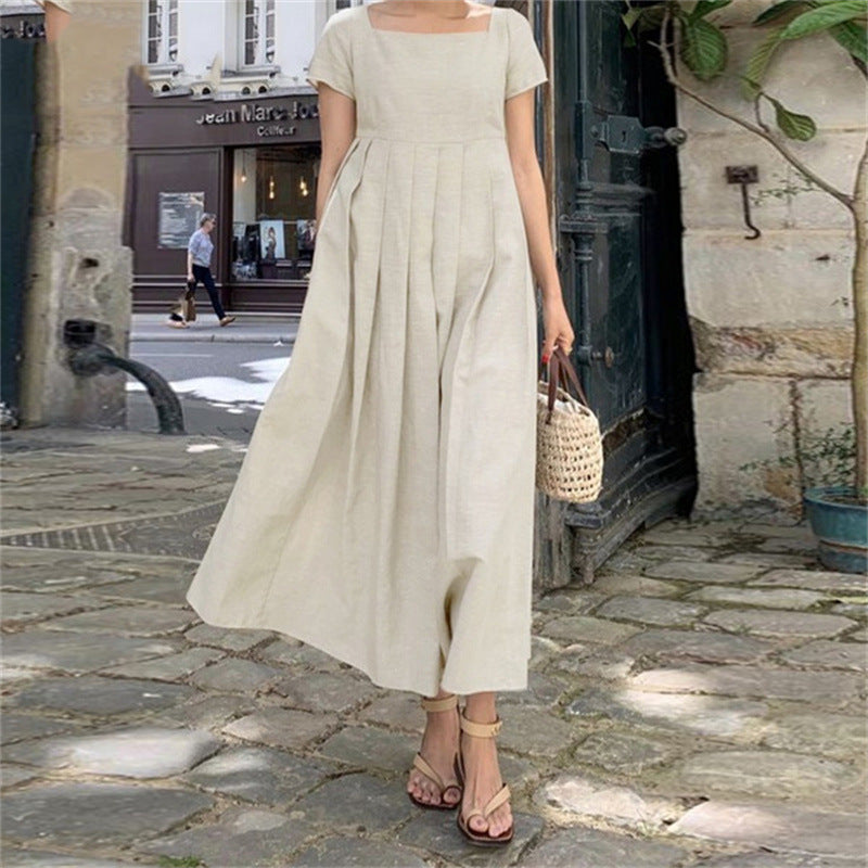 Linen Short Sleeve Summer Dress