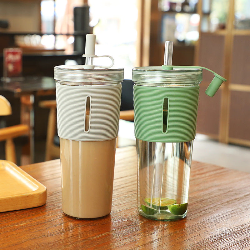 New Ins Style 700ml Large-capacity Water Cup Cup With Straw Internet Celebrity Cola Milk Tea Advertising Plastic Portable Gift Cup