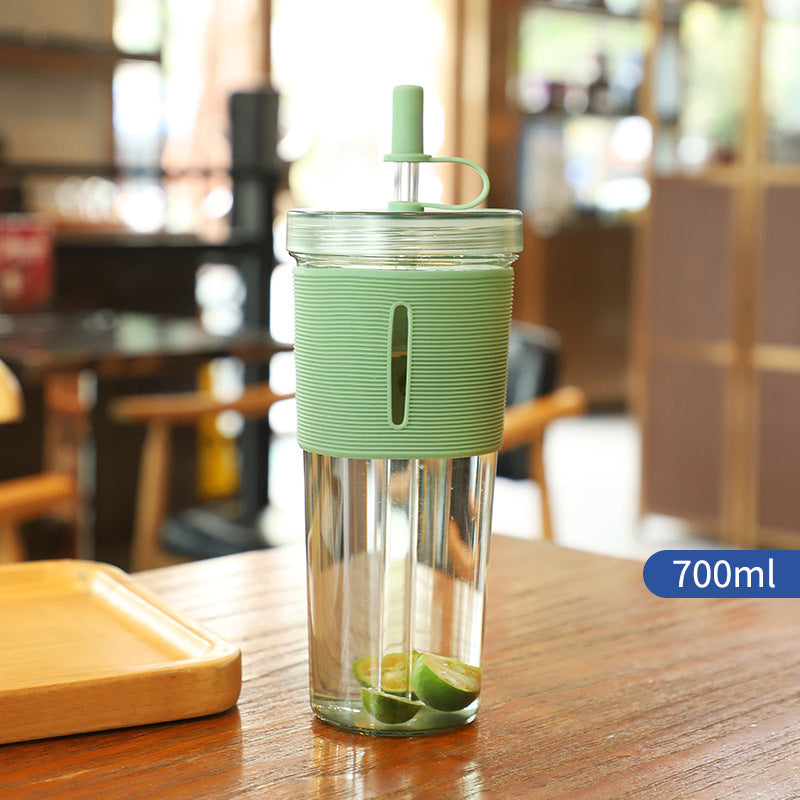 New Ins Style 700ml Large-capacity Water Cup Cup With Straw Internet Celebrity Cola Milk Tea Advertising Plastic Portable Gift Cup