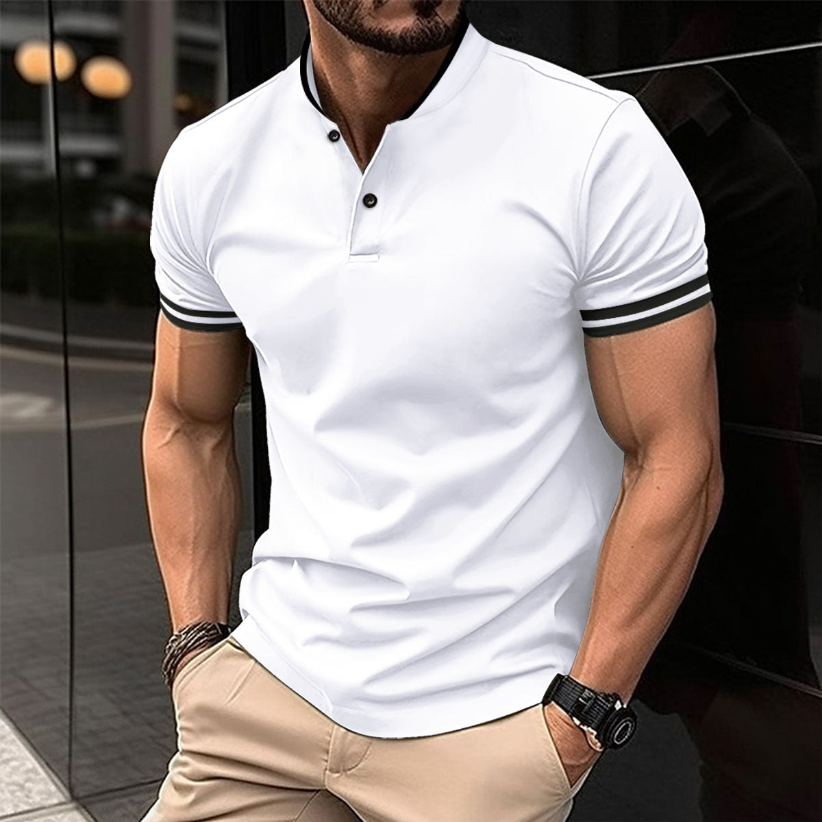 Button Pocket Short Sleeved polo