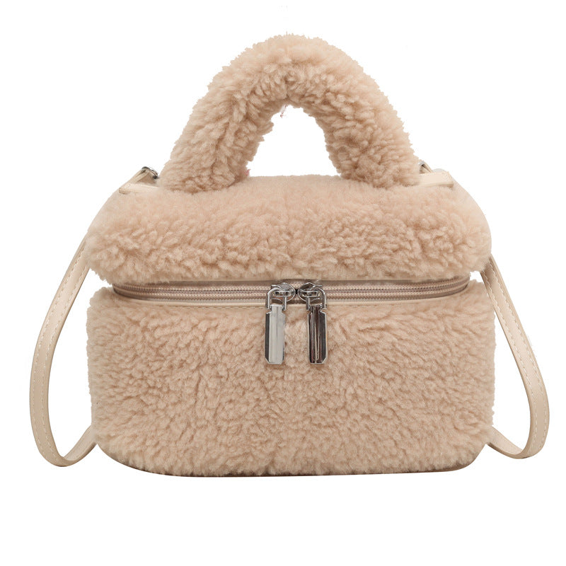 Wool zip up Plush Portable bag