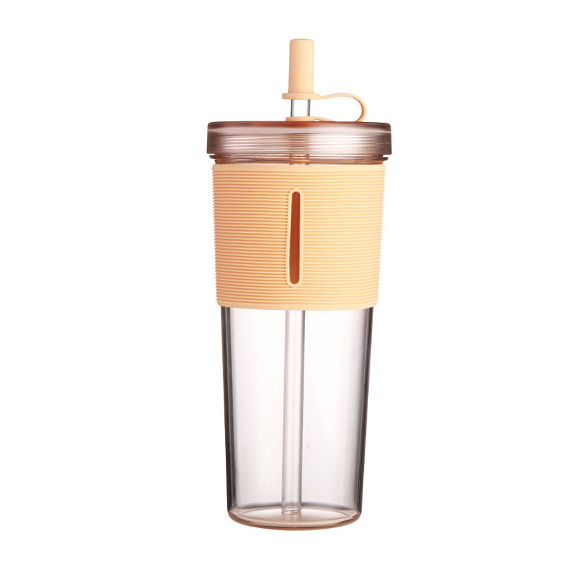 New Ins Style 700ml Large-capacity Water Cup Cup With Straw Internet Celebrity Cola Milk Tea Advertising Plastic Portable Gift Cup