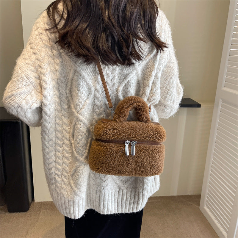 Wool zip up Plush Portable bag