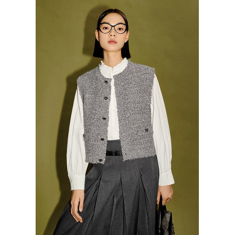 Grey Melange Knitted Vest