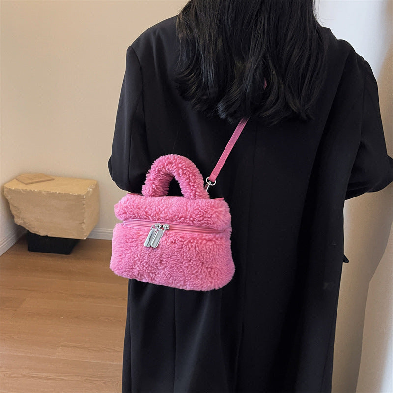 Wool zip up Plush Portable bag