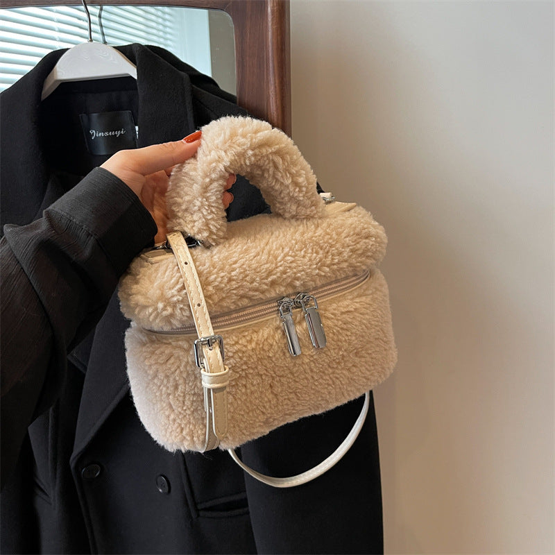 Wool zip up Plush Portable bag