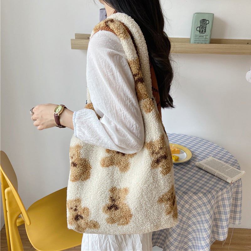 Cute Bear Print Shoulder Bag