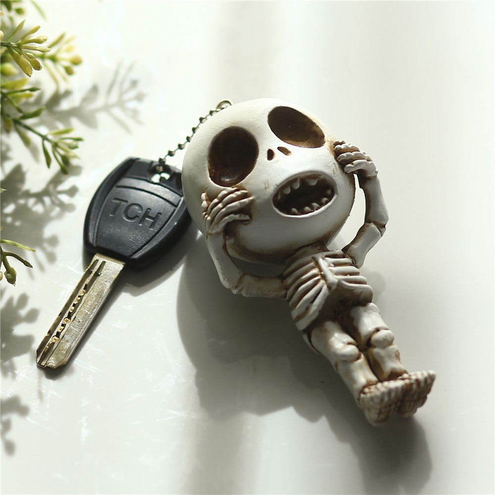 Small Skull Doll Resin Keychain Pendant