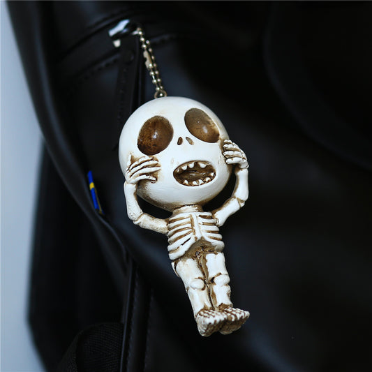 Small Skull Doll Resin Keychain Pendant