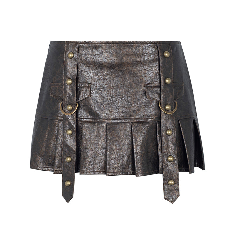 Heavy Wash Leather Skirt