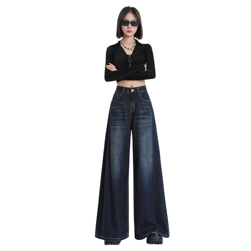 American Retro Women's High Waist Loose Wide Legs Jeans