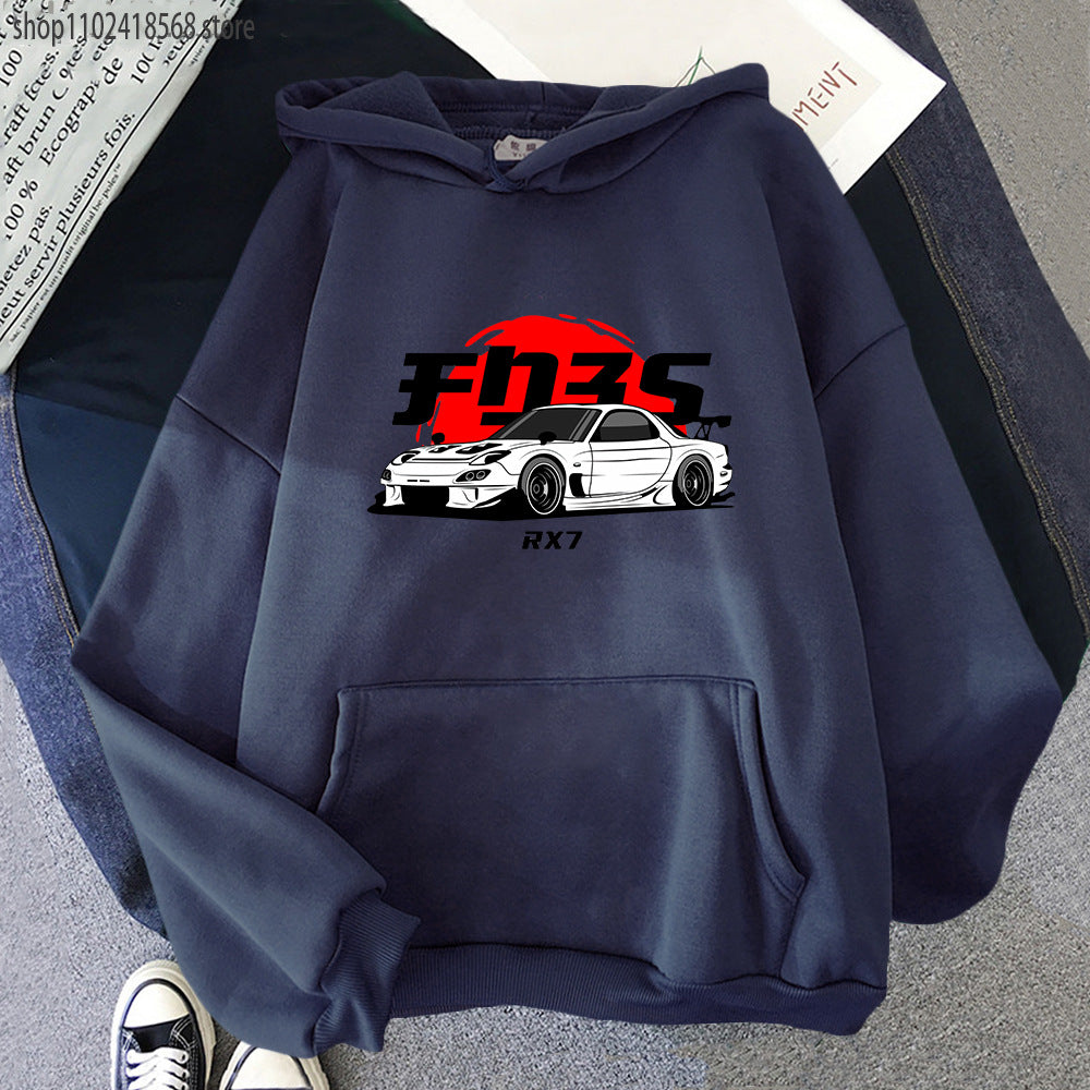 New Car Printed Cotton Hoodie Casual