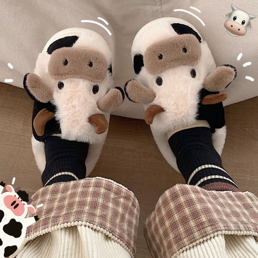 Cute cow animal slippers