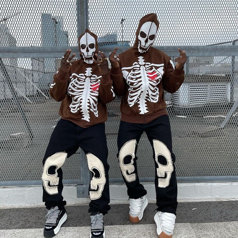 Y2K Millennial Crew Neck Skeleton Sweater