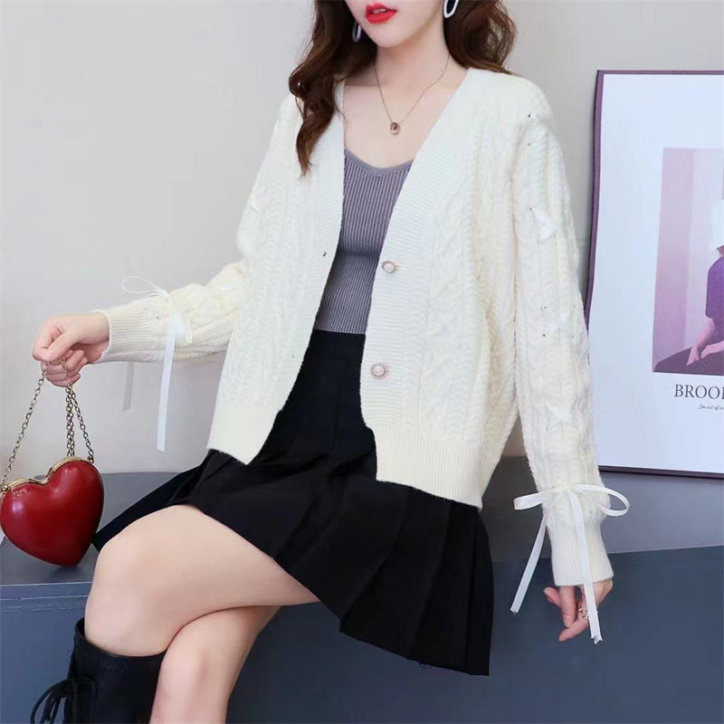 Ribbon knitted cardigan