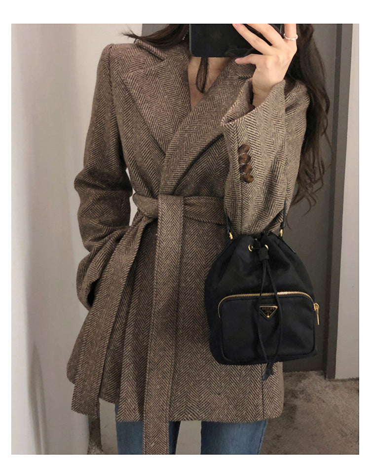 British Style Loose Suit Woollen Coat