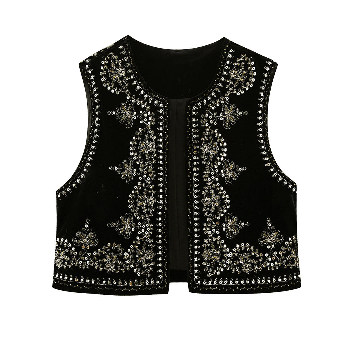 Casual Embroidered Velvet Vest