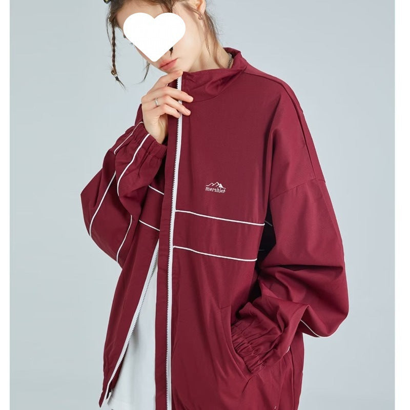 Retro Lapel Windbreaker Jacket