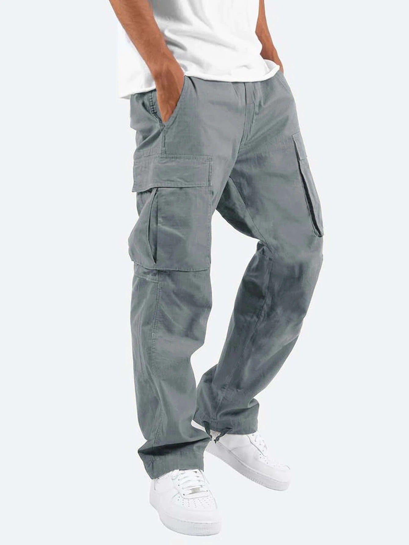 Drawstring Multi-pocket Casual Pants