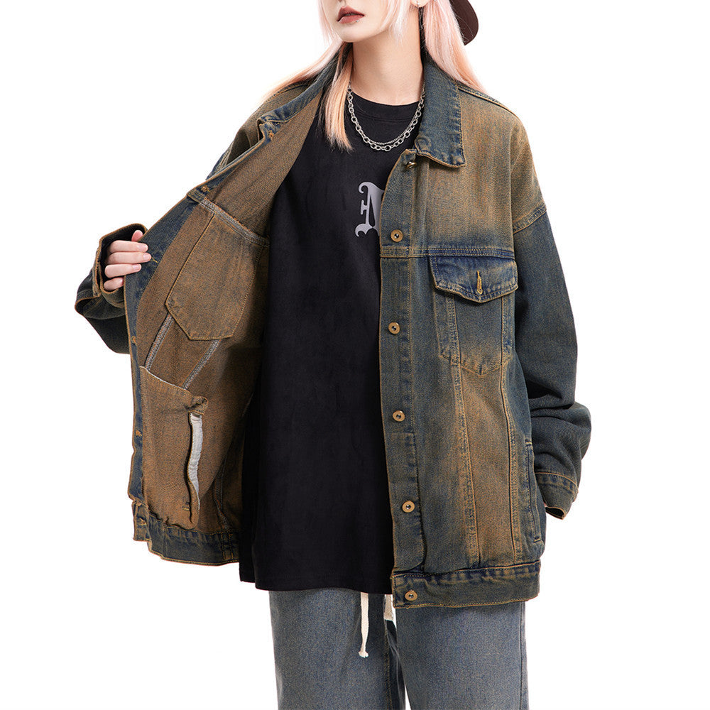 Gradient Retro Washed Denim Jacket