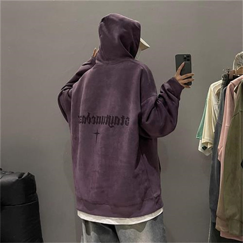 Burgundy Suede Hoodie With Extra Fleece