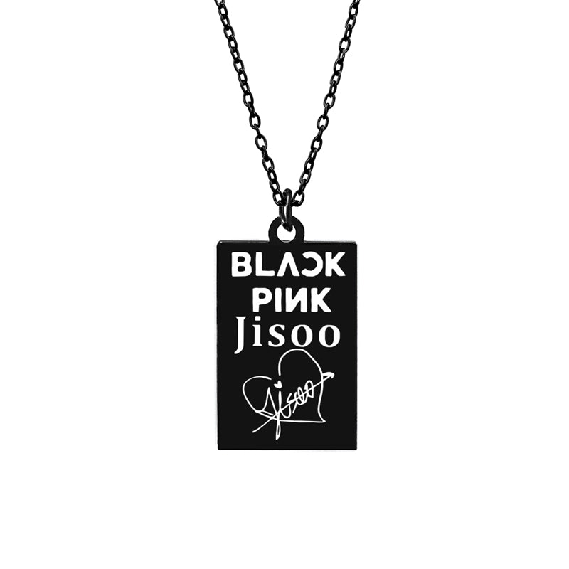 KPOP Jisoo Lisa Jennie Rose Signature ID Pendant Necklace