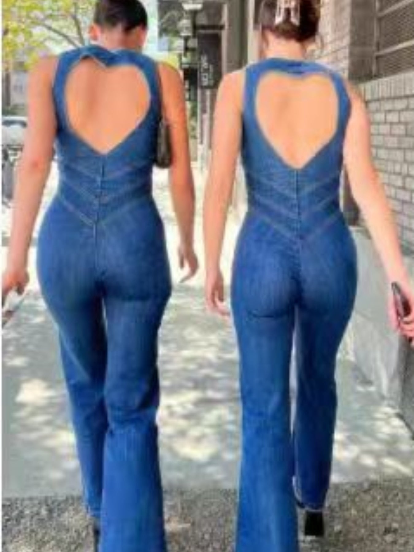 Slim Fit Retro Denim Jumpsuit