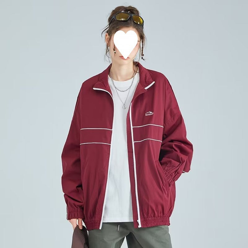 Retro Lapel Windbreaker Jacket