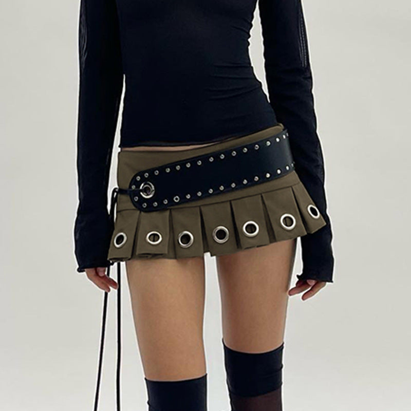 All-match Metal Buckle Splicing Skirt