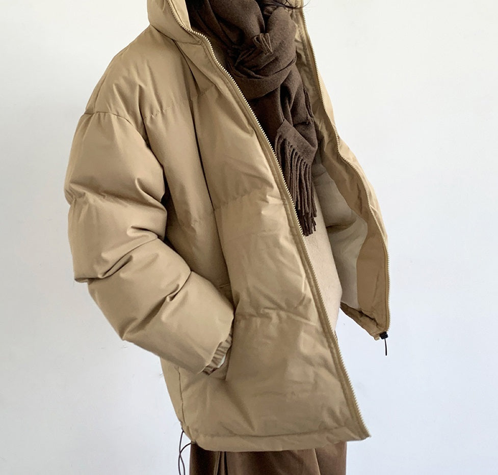 Solid Colour Cotton-padded Coat