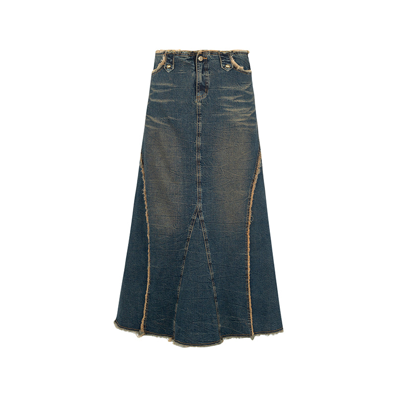 Heavy Washed Denim Skirt