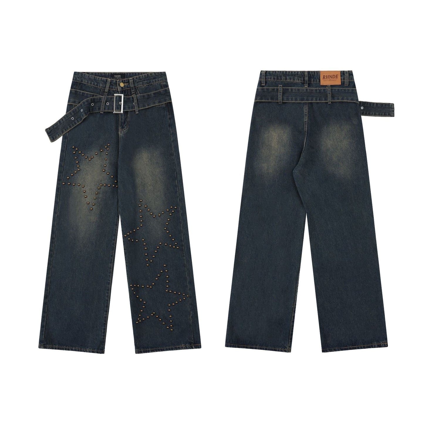 Retro Hot Girl Washed Straight-leg Denim Trousers