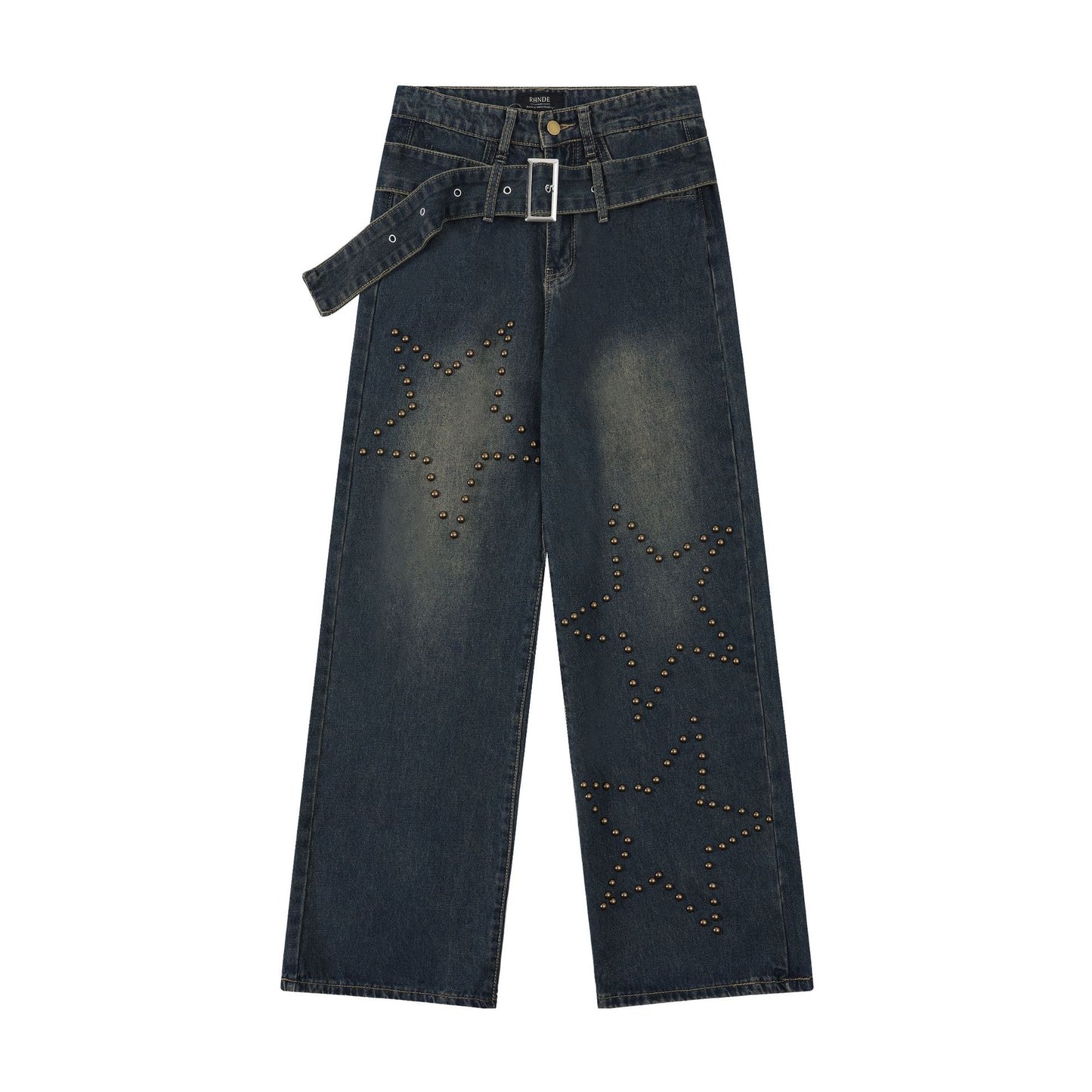 Retro Hot Girl Washed Straight-leg Denim Trousers