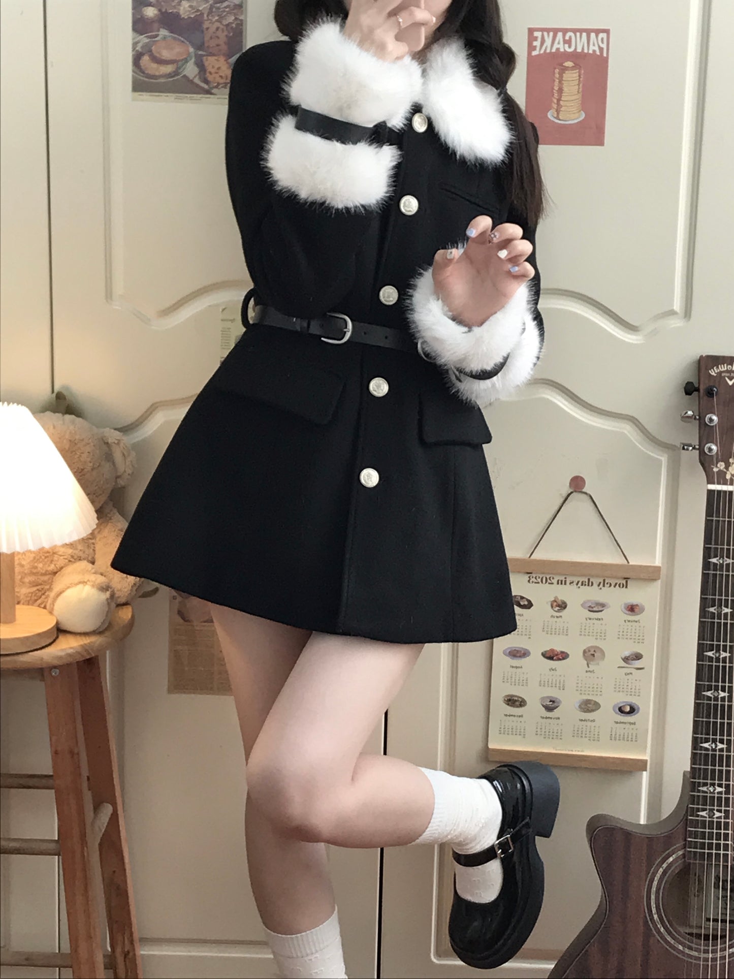 Fluffy Coat Vibe Dress