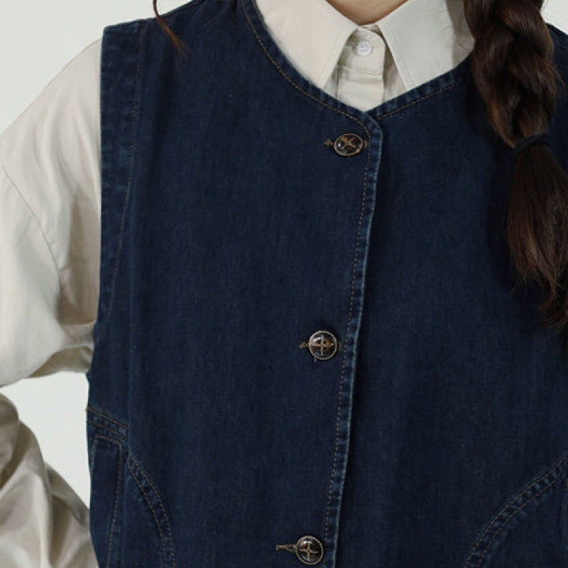 Retro Denim Waistcoat Vest