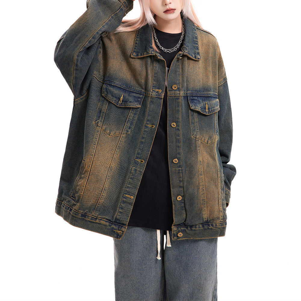 Gradient Retro Washed Denim Jacket