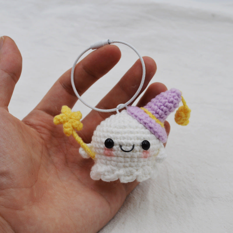 Sunny Doll Lucky ghost Pendant Hand Crocheted Keychain