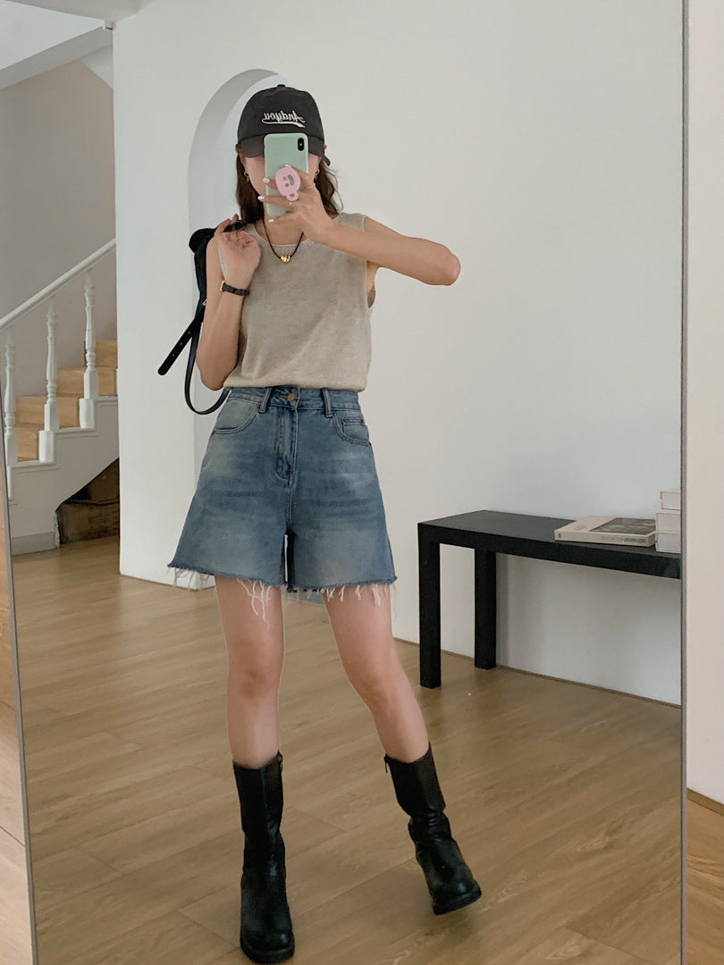 Retro Fashionable Baggy Denim Shorts