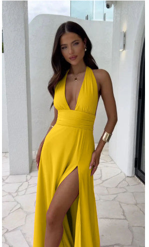 V-neck Slit Dress