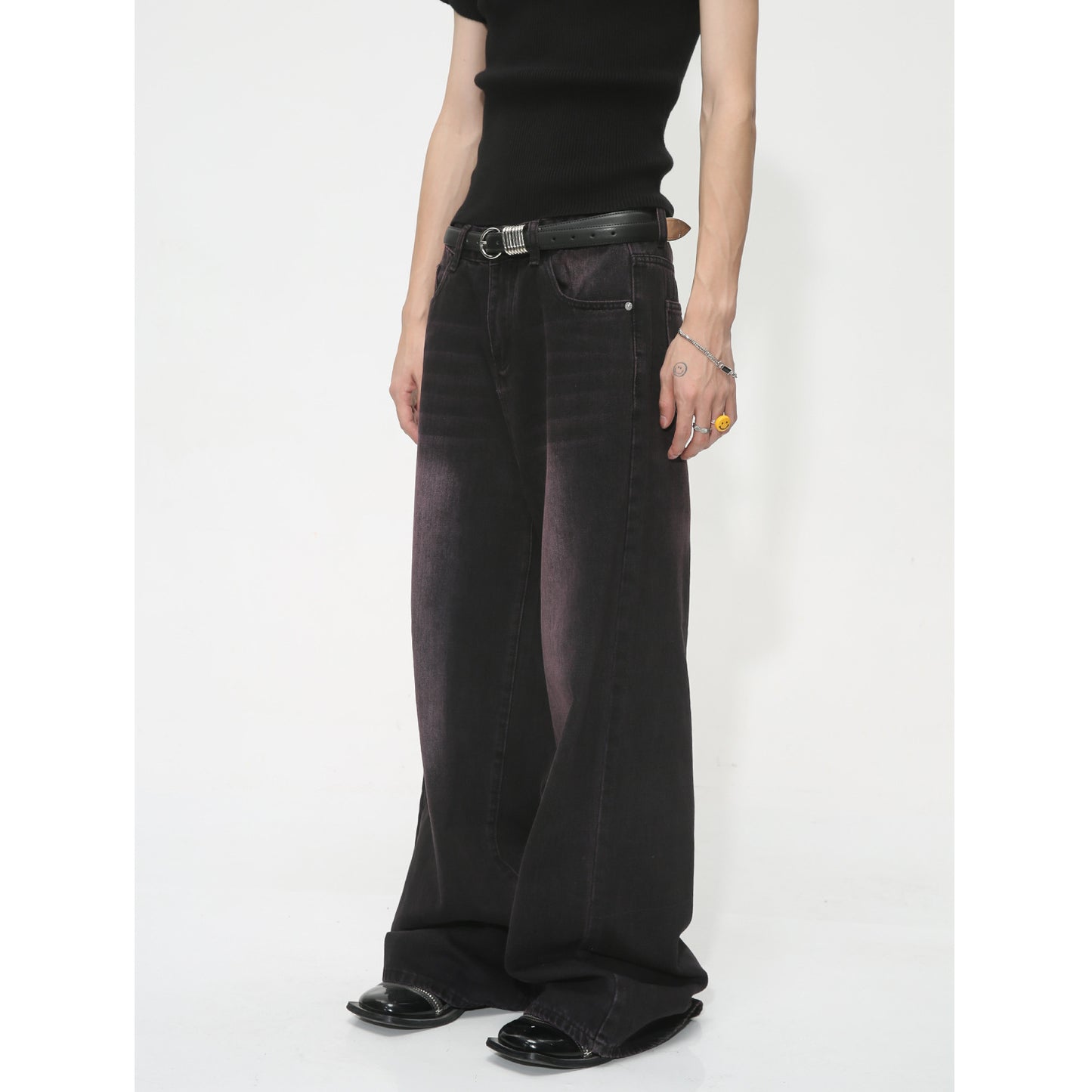 Korean Style Loose Wide Leg Draping Retro Mopping Jeans