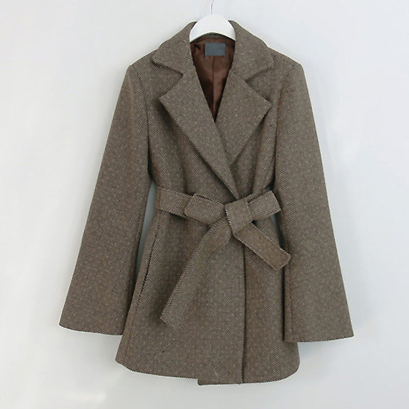 British Style Loose Suit Woollen Coat