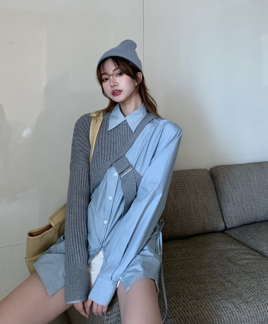 All-match Mid-length Outer Shirt Sweater