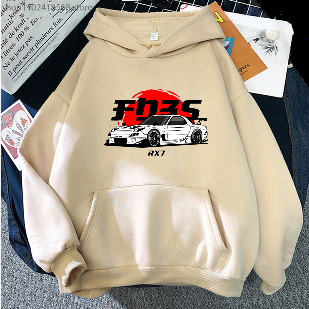 New Car Printed Cotton Hoodie Casual