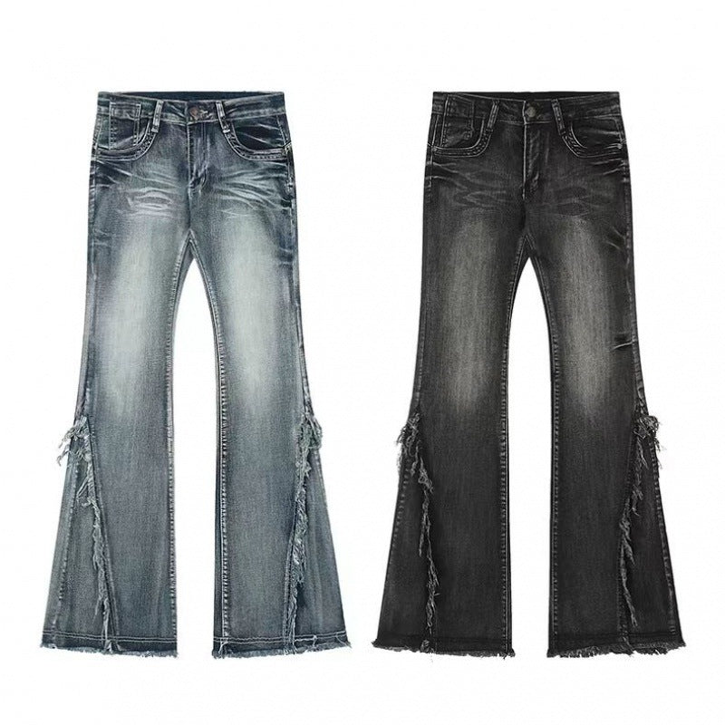 American-style Retro Vibe Frayed Jeans