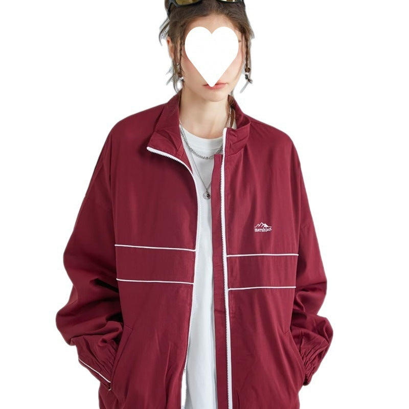 Retro Lapel Windbreaker Jacket